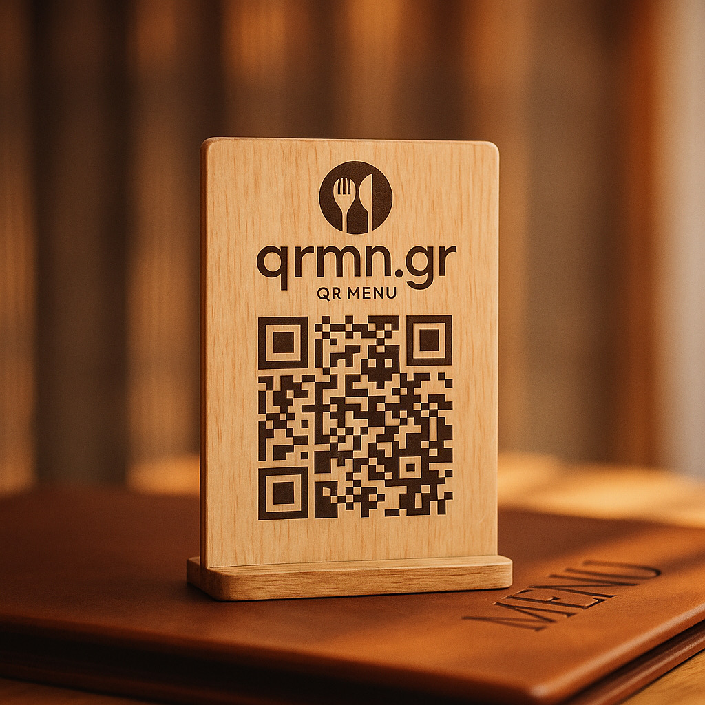 Ξύλινη ταμπέλα με QR